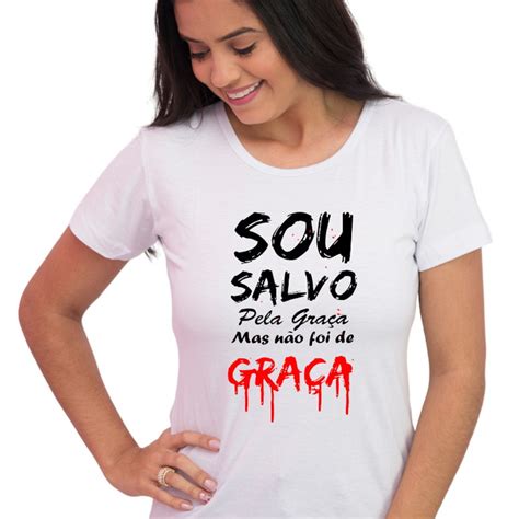 Baby Look Evangélica Sou Salvo pela Graça 100 Algodão Elo7