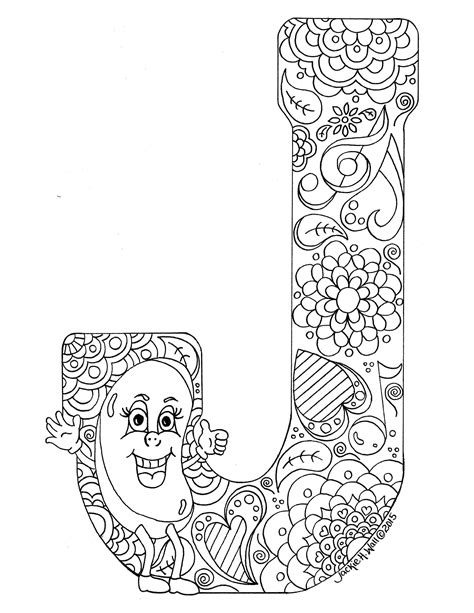 Letter J Colouring Page Jackie Wall Studio