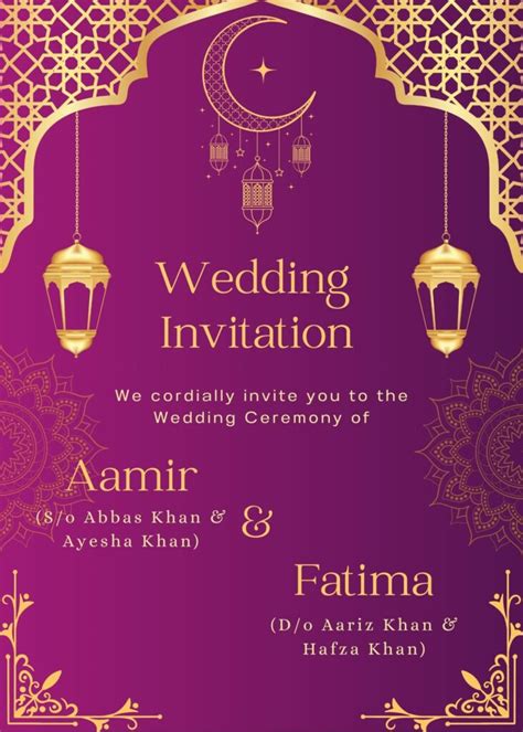 Muslim Wedding Card Create Muslim Wedding Invitation Shaadi Vibes