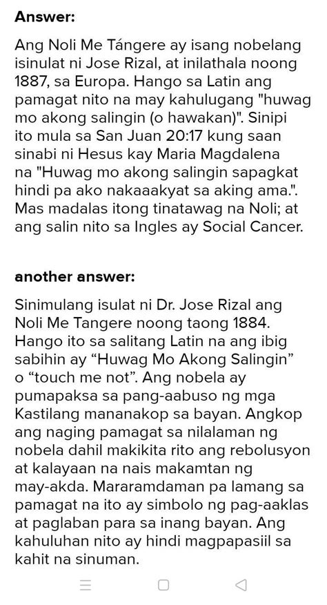 Bakit Pinamagatang Na Noli Me Tangere And Nobela Naaangkop Kaya Ang