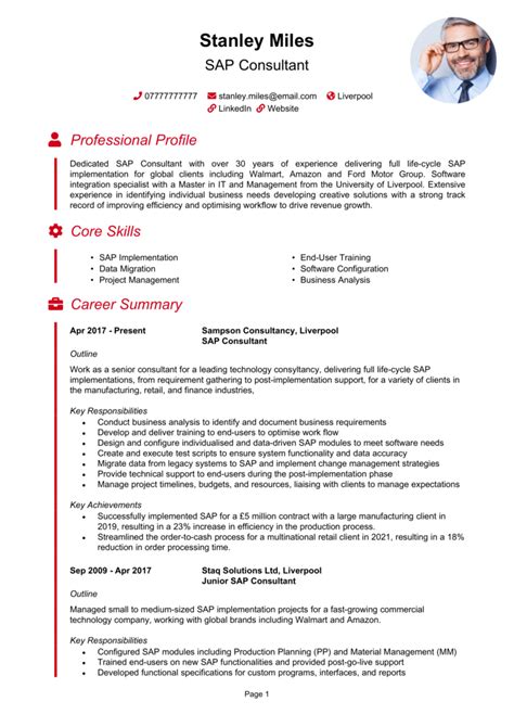 Sap Cv Template Sample Dayjob Off