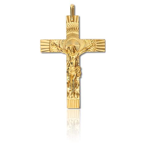 Colgante Cruz De Oro Amarillo Rayos De Luz 22x33 Mm Ocarat