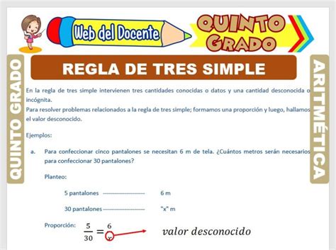 Regla De Tres Simple Para Quinto Grado De Primaria Web Del Docente