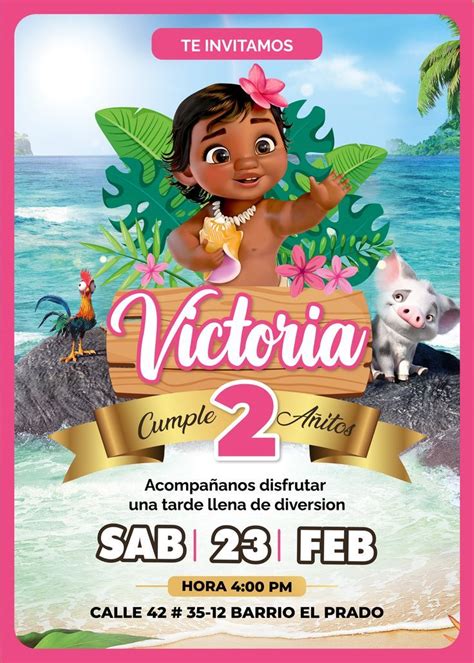 Invitaci N Cumplea Os De Moana Anivers Rio Moana Convite De