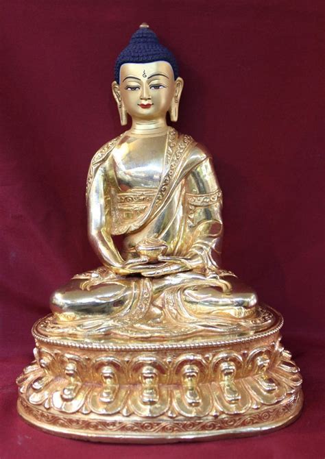 Gold Buddha Statue Amitabha-Gold Painted-Home Decor Meditation Altar