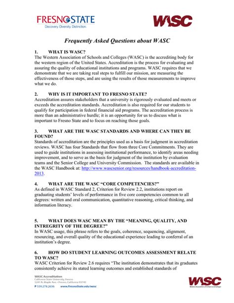 Frequently Asked Questions About WASC