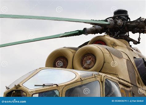 Russian Attack Helicopter Close-up Cockpit Abstract Stock Image - Image ...