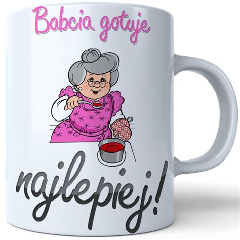 Kubek ceramiczny na dzień babci Super Babcia 330 ml J W biały J