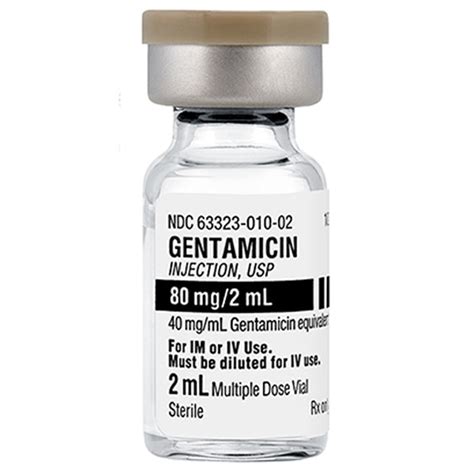 Gentamicin Sulfate For Injection Multiple Dose Vials 80 Mg In 2ml Vial