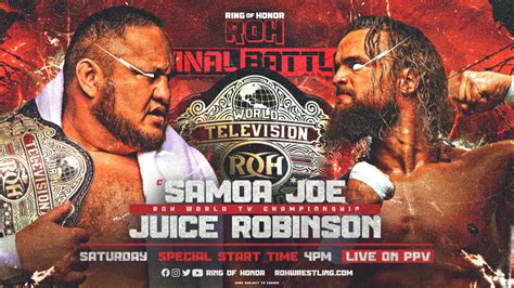 Samoa Joe defenderá el Campeonato Mundial Televisivo de ROH ante Juice