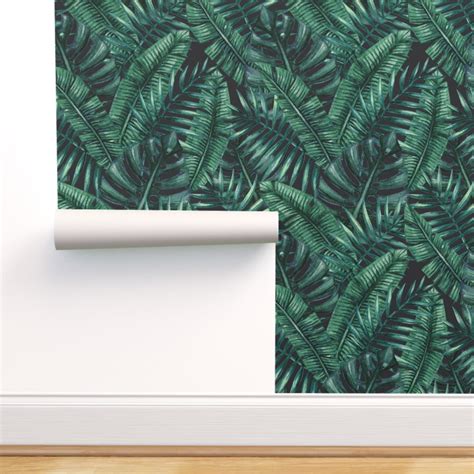 Peel And Stick Wallpaper Swatch Tropic Cancer Jungle Tropical Leaves Palms Palm Beach Hawaiian