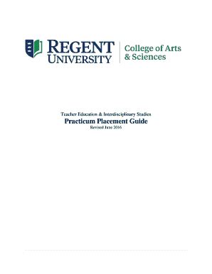 Fillable Online Practicum Placement Guide Regent University Fax Email