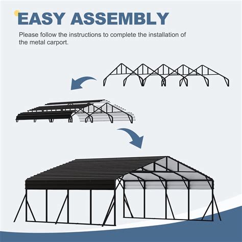 ESIMOTE 20x20ft Metal Carport, Garage with Updated Metal Frame