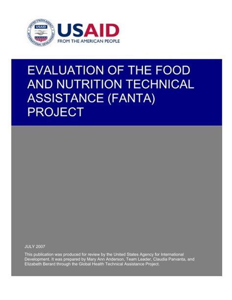 Evaluation Of The Food And Nutrition Technical Assistance Fanta