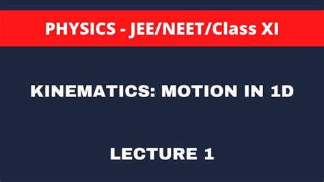 Motion In 1d Kinematics Iit Jee Neet Class 11th Part 1