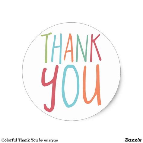 Colorful Thank You Classic Round Sticker Business