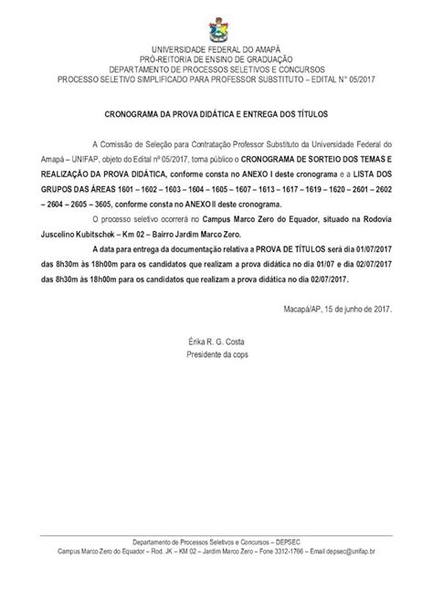 Pdf Cronograma Da Prova DidÁtica E Entrega Dos TÍtulos A Data Para