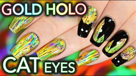 Diy Easy Gold Glowing Nails And Cat Eyes Youtube