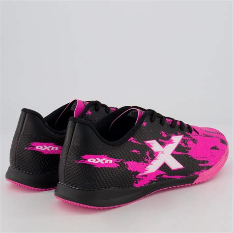 Chuteira Oxn Fusion Grip Futsal Preta E Rosa Futfanatics