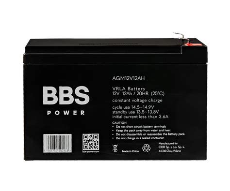 BBS Power Akumulator VRLA AGM 12V 12Ah Sklep Komputerowy TechLord