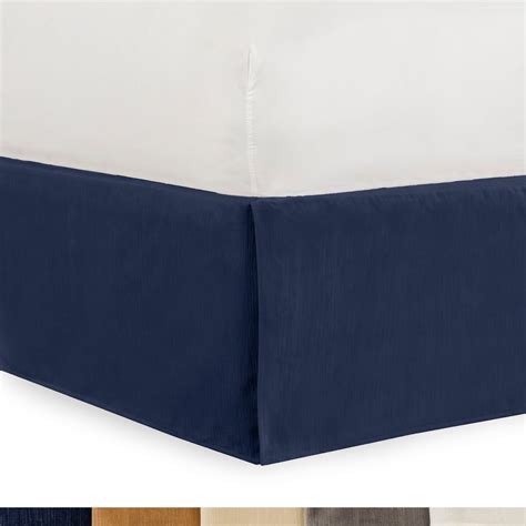 Gavotte Home Tailored Velvet Bed Skirt with Split Corner 18 inch Drop-Twin, Navy Modern Dust ...