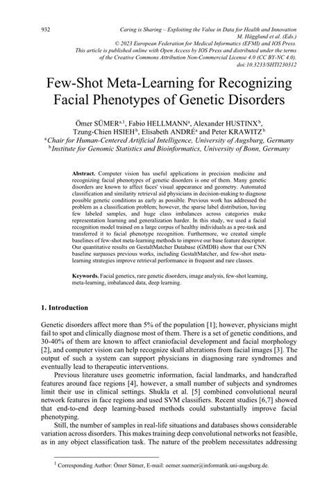 Pdf Few Shot Meta Learning For Recognizing Facial Phenotypes Of