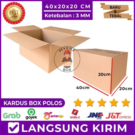 Jual Kardus Polos Karton Box Packing 40x20x20 Cm Single Wall Tebal