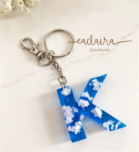 Cloud Bule Sky Resin Letter Custom Keychain Handmade Personalized