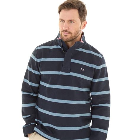 Buy Crew Clothing Mens Lightweight Stripe Zip Sweatshirt Navy/Faded Denim