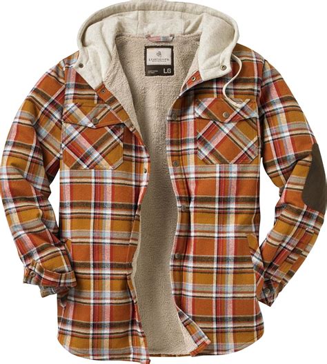 Legendary Whitetails Mens Camp Night Berber Lined Hooded Flannel Shirt Jacket Amazon Ca