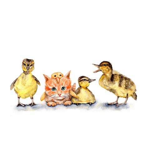 Odd One Out Art Print Of Watercolor Painting 8x10 Halloween Cute Cat