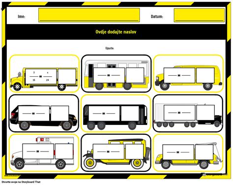 Radni List S Proporcijama Na Temu Automobila Storyboard