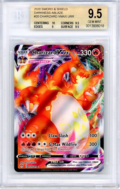 Pokemon Charizard Vmax 020 189 Darkness Ablaze Full Art Bgs 9 5 Gem Mint Froggers House Of Cards