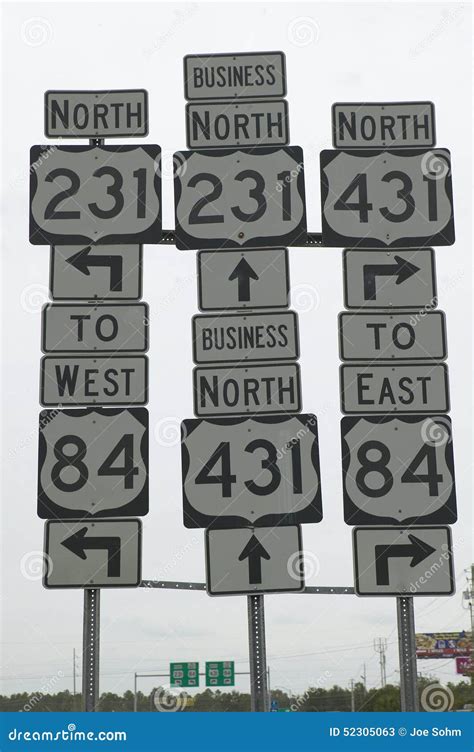 State Highway Signs Pointing In All Directions In Southeast Usa Stock