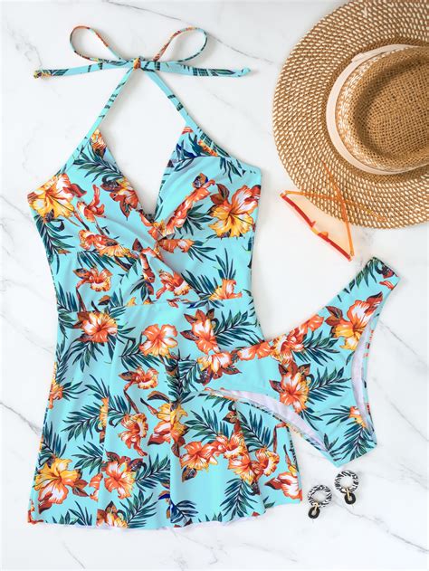 Random Tropical Print Twist Front Bikini Swimsuit SHEIN USA