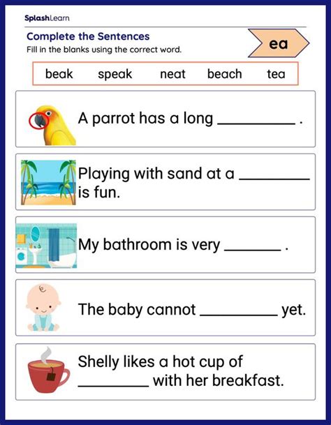 Ee And Ea Words For First Grade