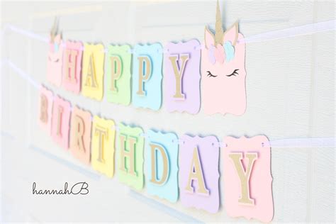 Unicorn Happy Birthday Banner Rainbow Unicorn Birthday Party