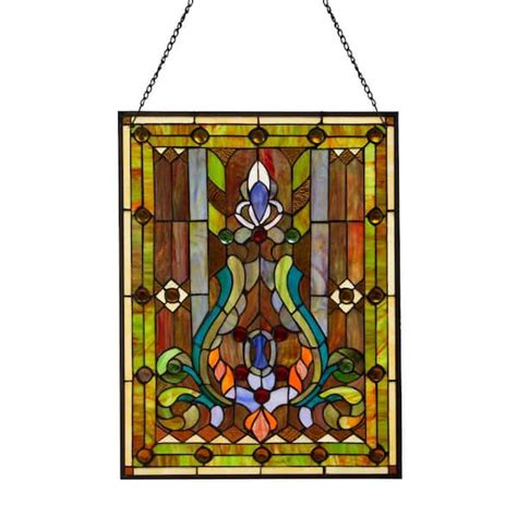 River Of Goods Multi Stained Glass Fleur De Lis Window Panel The