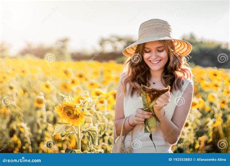 Photo Of Summer Girl In The Sunflowers Stock Image Image Of Nature