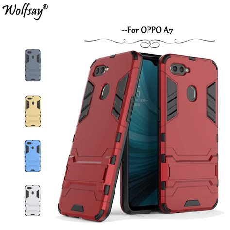 Wolfsay Cover For Oppo A7 Case Luxury Slim Robot Armor Rubber Plastic