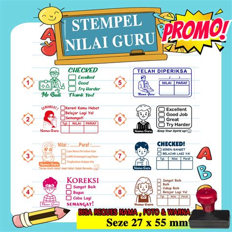 Jual Stempel Nilai Guru Penilaian Koreksi Checked Reward