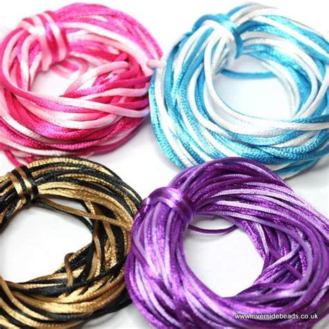 8 Mixed Satin Cord 40metres - Cord - Riverside Beads