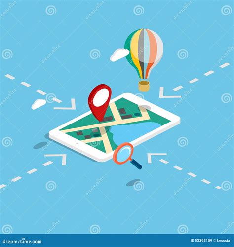 Flat 3d Isometric Mobile Navigation Maps Infographic Stock Vector