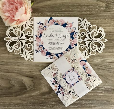 Rustic Flower Laser Cut Wedding Invitation Glitzy Prints