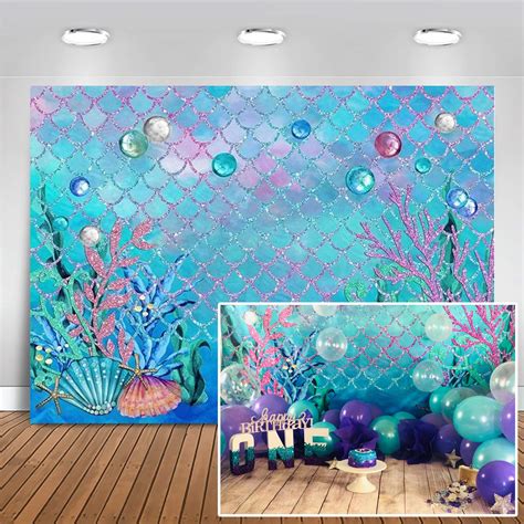 Buy Moca Mermaid Backdrop Under The Sea Mermaid Baby Shower Photo