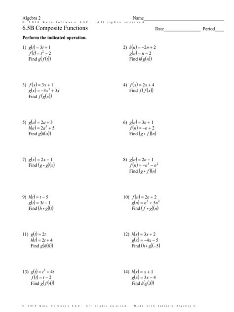 Composite Function Worksheet 1 Pdf