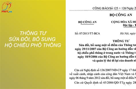 Thông tư số 07 2013 TT BCA về việc cấp sửa đổi bổ sung hộ chiếu phổ thông