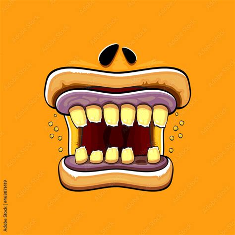 Vector Cartoon Funny Silly Zombie Monster Mouth With Rotten Teeth