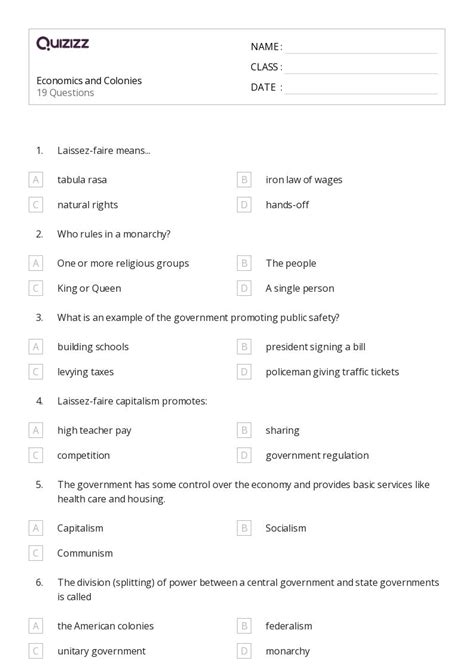 50 Economics Worksheets For 10th Grade On Quizizz Free And Printable