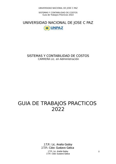 Unpaz Lic en Adm Sist y Cont de Costos Guía de trabajos